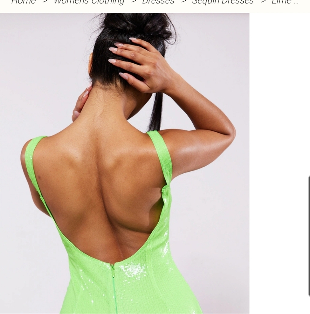 Brand New Lime Green Sequin Dress - Picture 3 of 5